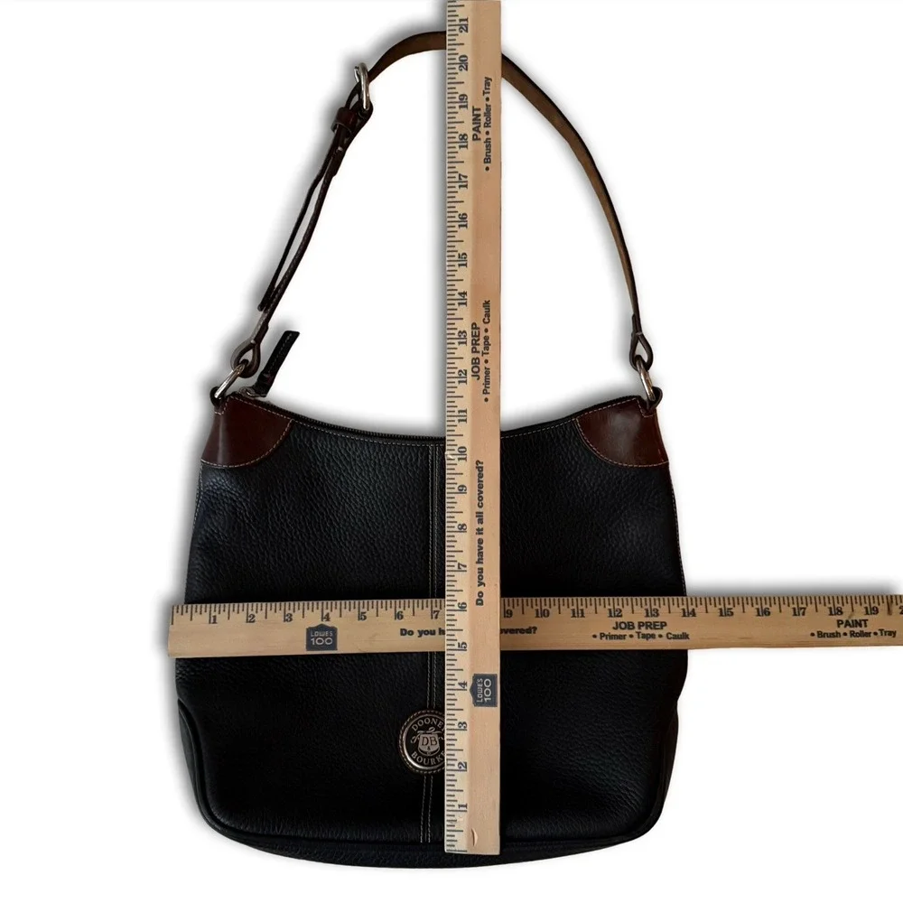 Vintage Dooney & Bourke Shoulder Bag Pebbled Leather Black Brown Hobo Large USA